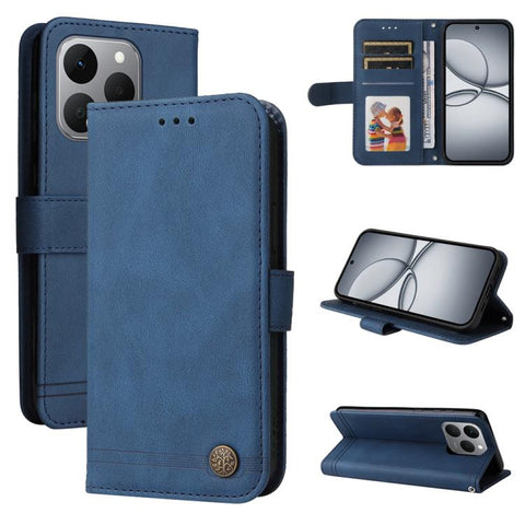 Skin Feel Life Tree Metal Button Leather Phone Case, For Realme P4R 5G / P4x 4G / C100 4G / C100i, For Realme 16 Pro+ 5G, For Realme 16 Pro 5G, For Realme P4x 5G, For Realme 15x 5G India / Realme C85 5G, For Realme C85 Pro 4G, For Realme 15T 5G        ...