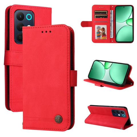 Skin Feel Life Tree Metal Button Leather Phone Case, For Realme P4R 5G / P4x 4G / C100 4G / C100i, For Realme 16 Pro+ 5G, For Realme 16 Pro 5G, For Realme P4x 5G, For Realme 15x 5G India / Realme C85 5G, For Realme C85 Pro 4G, For Realme 15T 5G        ...