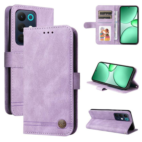 Skin Feel Life Tree Metal Button Leather Phone Case, For Realme P4R 5G / P4x 4G / C100 4G / C100i, For Realme 16 Pro+ 5G, For Realme 16 Pro 5G, For Realme P4x 5G, For Realme 15x 5G India / Realme C85 5G, For Realme C85 Pro 4G, For Realme 15T 5G        ...