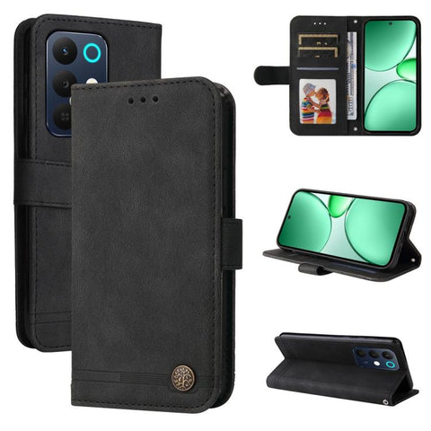 Skin Feel Life Tree Metal Button Leather Phone Case, For Realme P4R 5G / P4x 4G / C100 4G / C100i, For Realme 16 Pro+ 5G, For Realme 16 Pro 5G, For Realme P4x 5G, For Realme 15x 5G India / Realme C85 5G, For Realme C85 Pro 4G, For Realme 15T 5G        ...