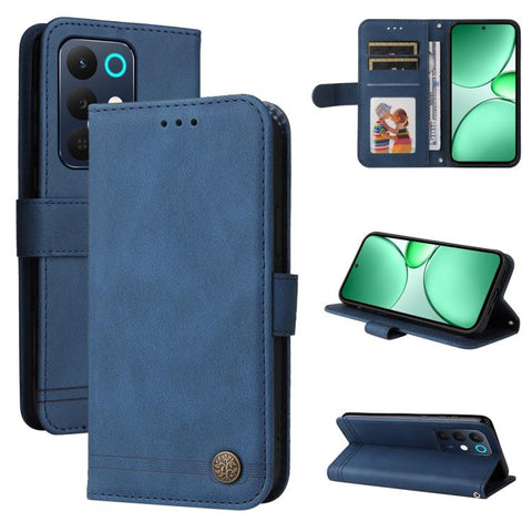 Skin Feel Life Tree Metal Button Leather Phone Case, For Realme P4R 5G / P4x 4G / C100 4G / C100i, For Realme 16 Pro+ 5G, For Realme 16 Pro 5G, For Realme P4x 5G, For Realme 15x 5G India / Realme C85 5G, For Realme C85 Pro 4G, For Realme 15T 5G        ...