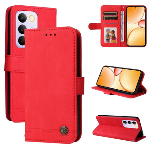 Skin Feel Life Tree Metal Button Leather Phone Case, For Realme P4R 5G / P4x 4G / C100 4G / C100i, For Realme 16 Pro+ 5G, For Realme 16 Pro 5G, For Realme P4x 5G, For Realme 15x 5G India / Realme C85 5G, For Realme C85 Pro 4G, For Realme 15T 5G        ...
