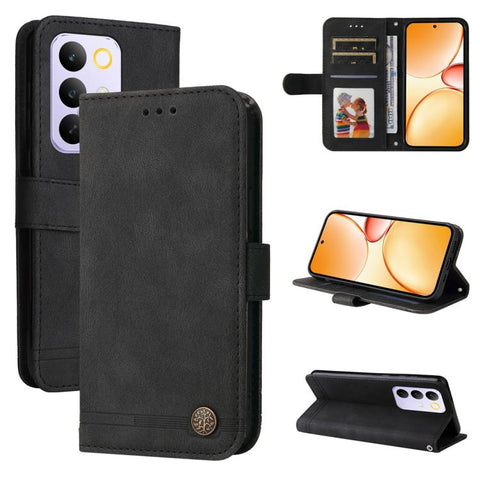 Skin Feel Life Tree Metal Button Leather Phone Case, For Realme P4R 5G / P4x 4G / C100 4G / C100i, For Realme 16 Pro+ 5G, For Realme 16 Pro 5G, For Realme P4x 5G, For Realme 15x 5G India / Realme C85 5G, For Realme C85 Pro 4G, For Realme 15T 5G        ...