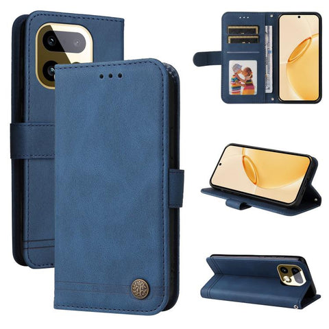 Skin Feel Life Tree Metal Button Leather Phone Case, For Realme P4R 5G / P4x 4G / C100 4G / C100i, For Realme 16 Pro+ 5G, For Realme 16 Pro 5G, For Realme P4x 5G, For Realme 15x 5G India / Realme C85 5G, For Realme C85 Pro 4G, For Realme 15T 5G        ...