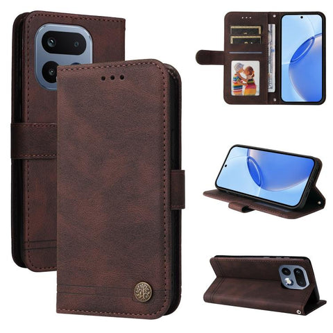 Skin Feel Life Tree Metal Button Leather Phone Case, For Realme P4R 5G / P4x 4G / C100 4G / C100i, For Realme 16 Pro+ 5G, For Realme 16 Pro 5G, For Realme P4x 5G, For Realme 15x 5G India / Realme C85 5G, For Realme C85 Pro 4G, For Realme 15T 5G        ...
