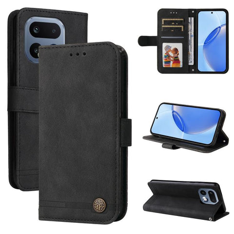 Skin Feel Life Tree Metal Button Leather Phone Case, For Realme P4R 5G / P4x 4G / C100 4G / C100i, For Realme 16 Pro+ 5G, For Realme 16 Pro 5G, For Realme P4x 5G, For Realme 15x 5G India / Realme C85 5G, For Realme C85 Pro 4G, For Realme 15T 5G        ...