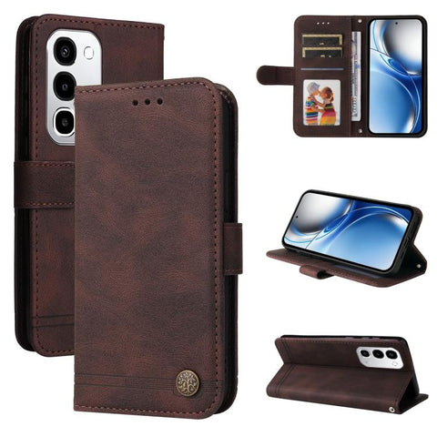 Skin Feel Life Tree Metal Button Leather Phone Case, For Realme P4R 5G / P4x 4G / C100 4G / C100i, For Realme 16 Pro+ 5G, For Realme 16 Pro 5G, For Realme P4x 5G, For Realme 15x 5G India / Realme C85 5G, For Realme C85 Pro 4G, For Realme 15T 5G        ...