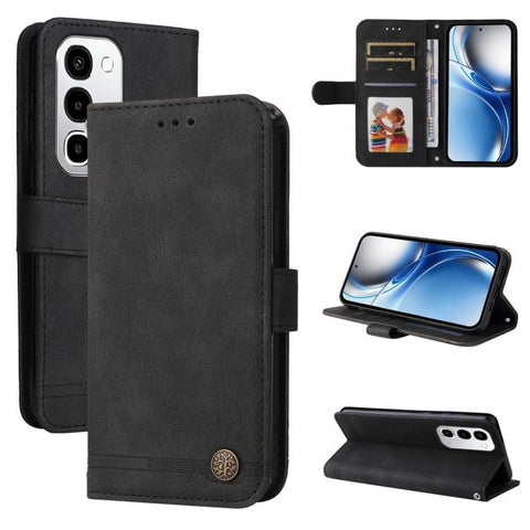 Skin Feel Life Tree Metal Button Leather Phone Case, For Realme P4R 5G / P4x 4G / C100 4G / C100i, For Realme 16 Pro+ 5G, For Realme 16 Pro 5G, For Realme P4x 5G, For Realme 15x 5G India / Realme C85 5G, For Realme C85 Pro 4G, For Realme 15T 5G        ...