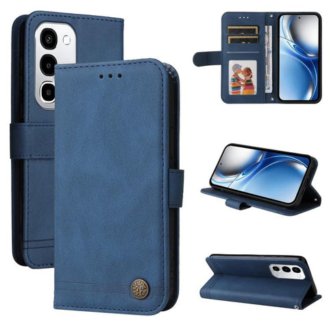 Skin Feel Life Tree Metal Button Leather Phone Case, For Realme P4R 5G / P4x 4G / C100 4G / C100i, For Realme 16 Pro+ 5G, For Realme 16 Pro 5G, For Realme P4x 5G, For Realme 15x 5G India / Realme C85 5G, For Realme C85 Pro 4G, For Realme 15T 5G        ...