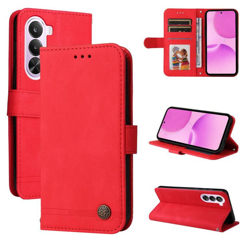 Skin Feel Life Tree Metal Button Leather Phone Case, For Realme P4R 5G / P4x 4G / C100 4G / C100i, For Realme 16 Pro+ 5G, For Realme 16 Pro 5G, For Realme P4x 5G, For Realme 15x 5G India / Realme C85 5G, For Realme C85 Pro 4G, For Realme 15T 5G        ...