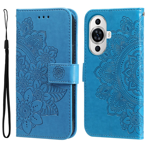 Seven-petal Flowers Embossing Leather Phone Case, For Huawei Mate 60 Pro, For Huawei Enjoy 60X, For Huawei nova 11 Pro, For Huawei nova 11