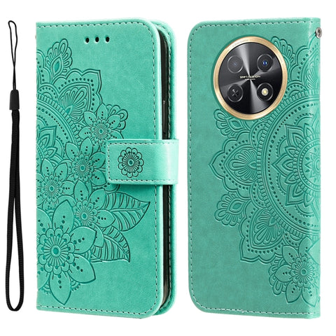 Seven-petal Flowers Embossing Leather Phone Case, For Huawei Mate 60 Pro, For Huawei Enjoy 60X, For Huawei nova 11 Pro, For Huawei nova 11