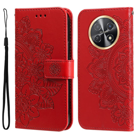 Seven-petal Flowers Embossing Leather Phone Case, For Huawei Mate 60 Pro, For Huawei Enjoy 60X, For Huawei nova 11 Pro, For Huawei nova 11