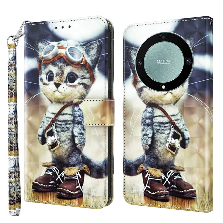 3D Painted Pattern Leather Phone Case, For Honor Magic5 Lite