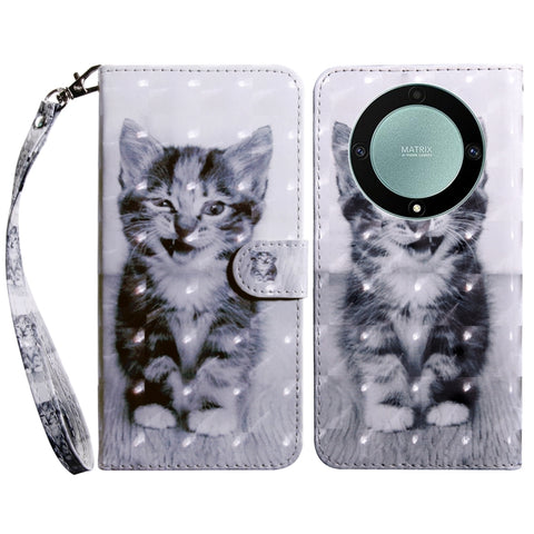 3D Painted Pattern Leather Phone Case, For Honor Magic5 Lite