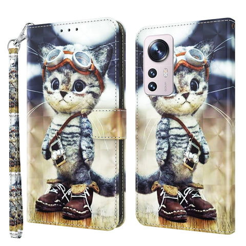 3D Painted Pattern Leather Phone Case, For Xiaomi Redmi Note  12 Pro+ 5G Global, For Xiaomi 12 Pro, For Xiaomi 12, For Xiaomi Redmi Note 10 Pro