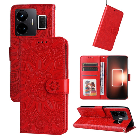 Embossed Sunflower Leather Phone Case, For Realme C65 4G, For Realme C55, For Realme GT Neo 5 5G / GT3