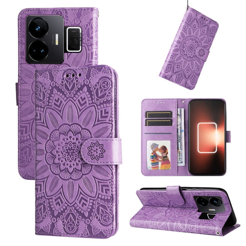 Embossed Sunflower Leather Phone Case, For Realme C65 4G, For Realme C55, For Realme GT Neo 5 5G / GT3