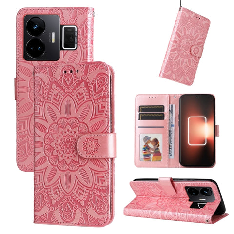 Embossed Sunflower Leather Phone Case, For Realme C65 4G, For Realme C55, For Realme GT Neo 5 5G / GT3