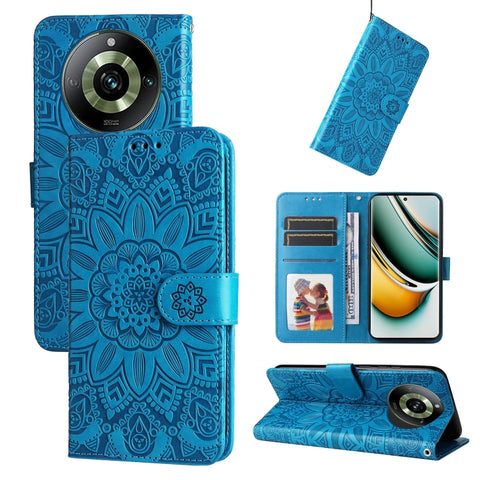 Embossed Sunflower Leather Phone Case, For Realme 12 5G, For Realme 12+, For Realme 12 Pro+, For Realme C67 4G Global, For Realme C67 Global / 11 5G Taiwan Version, For Realme 11 4G Global, For Realme C53 / Narzo N53, For Realme 11                     ...
