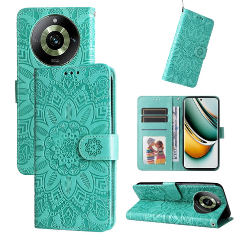 Embossed Sunflower Leather Phone Case, For Realme 12 5G, For Realme 12+, For Realme 12 Pro+, For Realme C67 4G Global, For Realme C67 Global / 11 5G Taiwan Version, For Realme 11 4G Global, For Realme C53 / Narzo N53, For Realme 11                     ...