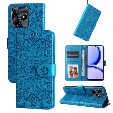 Embossed Sunflower Leather Phone Case, For Realme 12 5G, For Realme 12+, For Realme 12 Pro+, For Realme C67 4G Global, For Realme C67 Global / 11 5G Taiwan Version, For Realme 11 4G Global, For Realme C53 / Narzo N53, For Realme 11                     ...