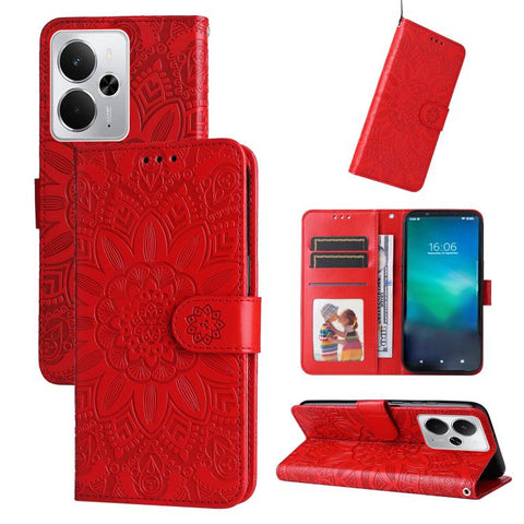 Embossed Sunflower Leather Phone Case, For Realme C71 4G / C75 4G / 5G / 14x, For Realme 14 Global, For Realme 14 Pro+ Global, For Realme 14 Pro Global, For Realme GT 7 Pro, For Realme 13+, For Realme 13 Pro / 13 Pro+ / P1 Pro Global                   ...