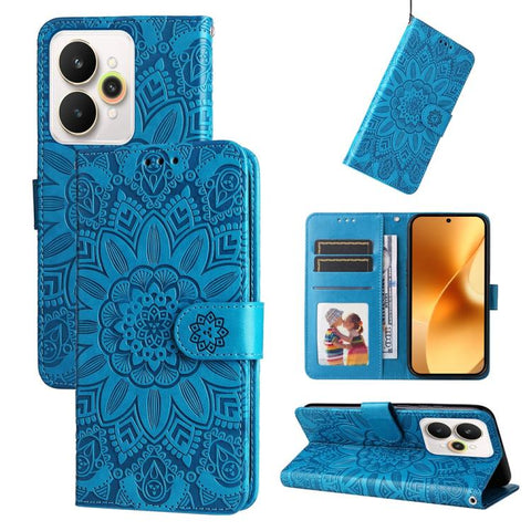 Embossed Sunflower Leather Phone Case, For Realme P4R 5G / P4x 4G / C100 4G / C100i, For Realme 16 Pro+ 5G, For Realme 16 Pro 5G, For Realme P4x 5G, For Realme 15x 5G India / Realme C85 5G, For Realme C85 Pro 4G, For Realme 15T 5G                      ...