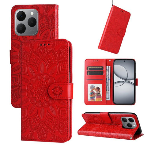 Embossed Sunflower Leather Phone Case, For Realme P4R 5G / P4x 4G / C100 4G / C100i, For Realme 16 Pro+ 5G, For Realme 16 Pro 5G, For Realme P4x 5G, For Realme 15x 5G India / Realme C85 5G, For Realme C85 Pro 4G, For Realme 15T 5G                      ...