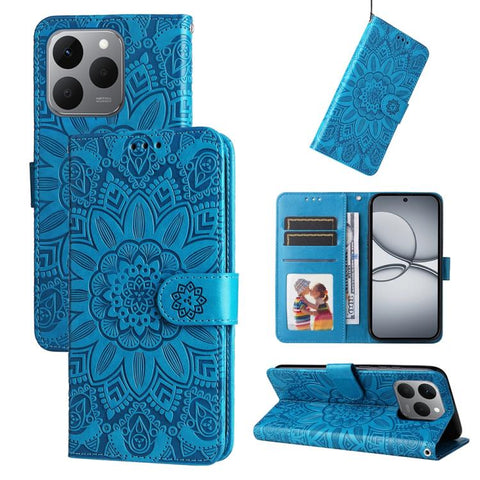 Embossed Sunflower Leather Phone Case, For Realme P4R 5G / P4x 4G / C100 4G / C100i, For Realme 16 Pro+ 5G, For Realme 16 Pro 5G, For Realme P4x 5G, For Realme 15x 5G India / Realme C85 5G, For Realme C85 Pro 4G, For Realme 15T 5G                      ...