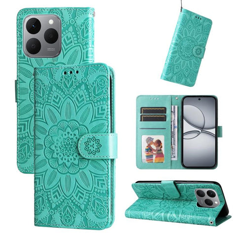 Embossed Sunflower Leather Phone Case, For Realme P4R 5G / P4x 4G / C100 4G / C100i, For Realme 16 Pro+ 5G, For Realme 16 Pro 5G, For Realme P4x 5G, For Realme 15x 5G India / Realme C85 5G, For Realme C85 Pro 4G, For Realme 15T 5G                      ...