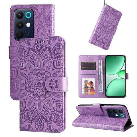 Embossed Sunflower Leather Phone Case, For Realme P4R 5G / P4x 4G / C100 4G / C100i, For Realme 16 Pro+ 5G, For Realme 16 Pro 5G, For Realme P4x 5G, For Realme 15x 5G India / Realme C85 5G, For Realme C85 Pro 4G, For Realme 15T 5G                      ...