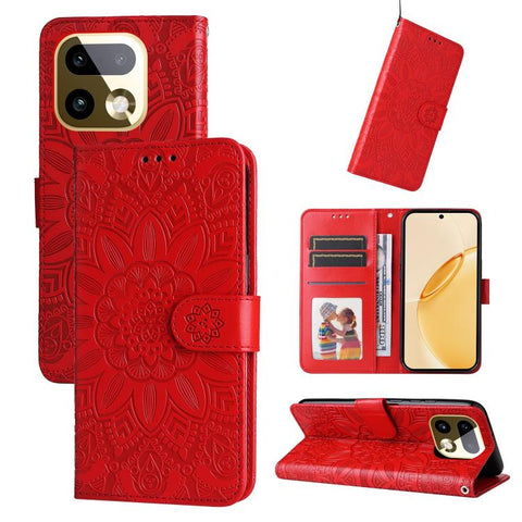 Embossed Sunflower Leather Phone Case, For Realme P4R 5G / P4x 4G / C100 4G / C100i, For Realme 16 Pro+ 5G, For Realme 16 Pro 5G, For Realme P4x 5G, For Realme 15x 5G India / Realme C85 5G, For Realme C85 Pro 4G, For Realme 15T 5G                      ...