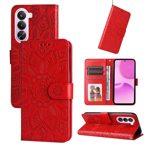 Embossed Sunflower Leather Phone Case, For Realme P4R 5G / P4x 4G / C100 4G / C100i, For Realme 16 Pro+ 5G, For Realme 16 Pro 5G, For Realme P4x 5G, For Realme 15x 5G India / Realme C85 5G, For Realme C85 Pro 4G, For Realme 15T 5G                      ...