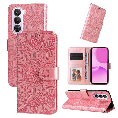 Embossed Sunflower Leather Phone Case, For Realme P4R 5G / P4x 4G / C100 4G / C100i, For Realme 16 Pro+ 5G, For Realme 16 Pro 5G, For Realme P4x 5G, For Realme 15x 5G India / Realme C85 5G, For Realme C85 Pro 4G, For Realme 15T 5G                      ...