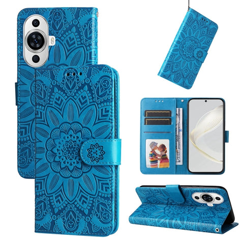 Embossed Sunflower Leather Phone Case, For Huawei Mate 60 Pro, For Huawei nova 11 Pro, For Huawei nova 11