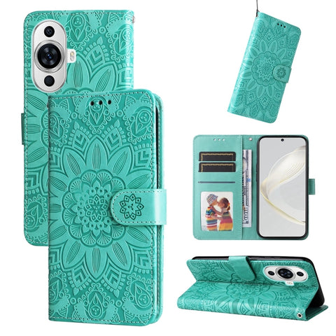 Embossed Sunflower Leather Phone Case, For Huawei Mate 60 Pro, For Huawei nova 11 Pro, For Huawei nova 11