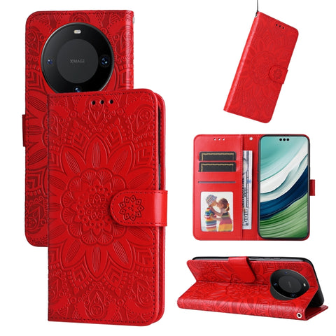 Embossed Sunflower Leather Phone Case, For Huawei Mate 60 Pro, For Huawei nova 11 Pro, For Huawei nova 11