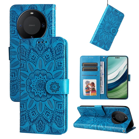 Embossed Sunflower Leather Phone Case, For Huawei Mate 60 Pro, For Huawei nova 11 Pro, For Huawei nova 11