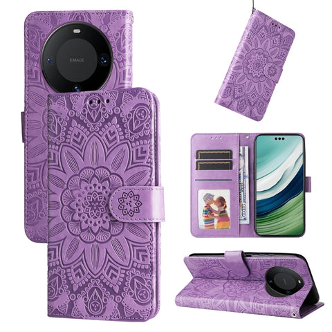 Embossed Sunflower Leather Phone Case, For Huawei Mate 60 Pro, For Huawei nova 11 Pro, For Huawei nova 11