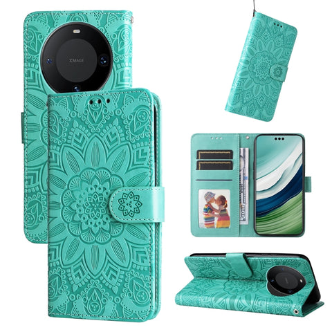 Embossed Sunflower Leather Phone Case, For Huawei Mate 60 Pro, For Huawei nova 11 Pro, For Huawei nova 11