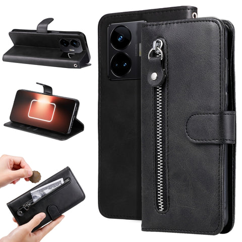 Fashion Calf Texture Zipper Leather Phone Case, For Realme C65 4G, For Realme C55, For Realme GT Neo 5 5G / GT3