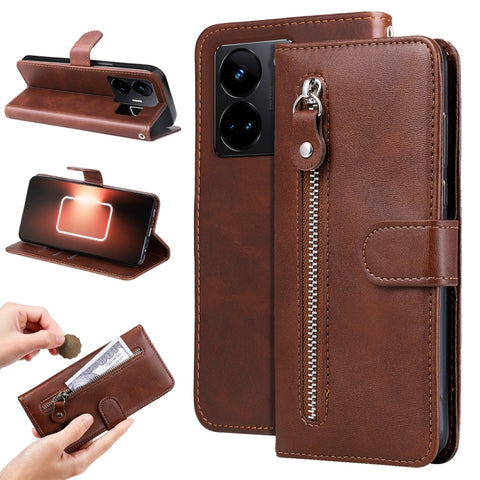 Fashion Calf Texture Zipper Leather Phone Case, For Realme C65 4G, For Realme C55, For Realme GT Neo 5 5G / GT3