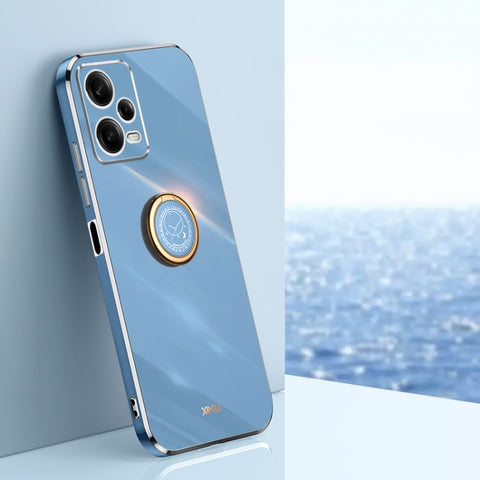 XINLI Straight Edge 6D Electroplate TPU Phone Case with Ring Holder, For Xiaomi Civi 3 5G, For Xiaomi Poco C55 4G, For Xiaomi Redmi Note 12 5G Global