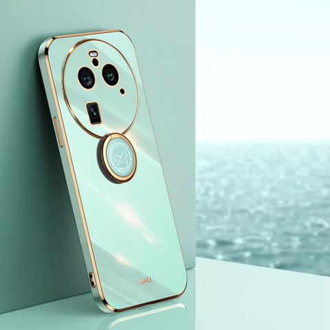 XINLI Straight Edge 6D Electroplate TPU Phone Case with Ring Holder, For OPPO A2 5G, For OPPO Find X6, For OPPO A2X, For OPPO Find X6 Pro, For OPPO Reno8 T 4G