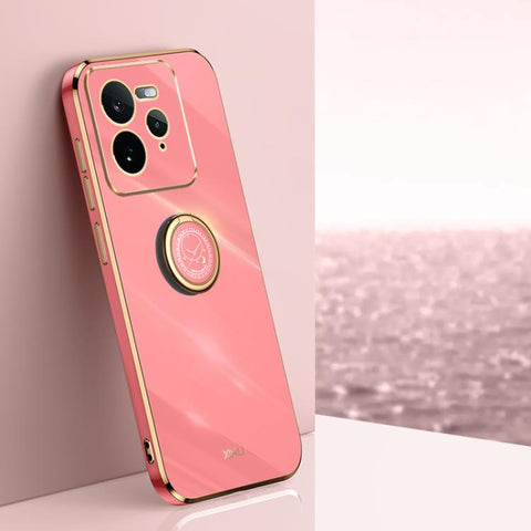 XINLI Straight Edge 6D Electroplate TPU Phone Case with Ring Holder, For Realme Neo7 SE, For Realme14 Pro+, For Realme C75, For Realme GT 7 Pro 5G, For Realme Note 60 4G, For Realme 13 Pro Global