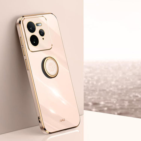 XINLI Straight Edge 6D Electroplate TPU Phone Case with Ring Holder, For Realme Neo7 SE, For Realme14 Pro+, For Realme C75, For Realme GT 7 Pro 5G, For Realme Note 60 4G, For Realme 13 Pro Global