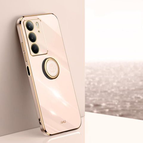 XINLI Straight Edge 6D Electroplate TPU Phone Case with Ring Holder, For Realme Neo7 SE, For Realme14 Pro+, For Realme C75, For Realme GT 7 Pro 5G, For Realme Note 60 4G, For Realme 13 Pro Global