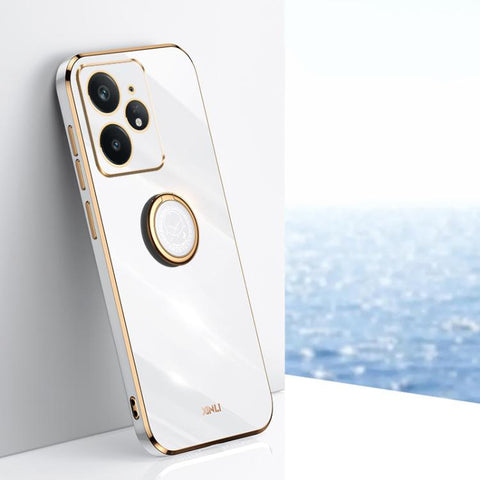 XINLI Straight Edge 6D Electroplate TPU Phone Case with Ring Holder, For Realme Neo7 SE, For Realme14 Pro+, For Realme C75, For Realme GT 7 Pro 5G, For Realme Note 60 4G, For Realme 13 Pro Global