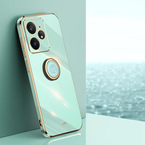 XINLI Straight Edge 6D Electroplate TPU Phone Case with Ring Holder, For Realme Neo7 SE, For Realme14 Pro+, For Realme C75, For Realme GT 7 Pro 5G, For Realme Note 60 4G, For Realme 13 Pro Global